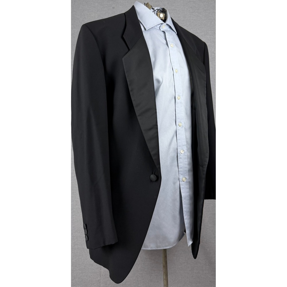 Vintage 80s Mani by Giorgio Armani Tuxedo Jacket 44L Black Wool Peak Lapel Italy